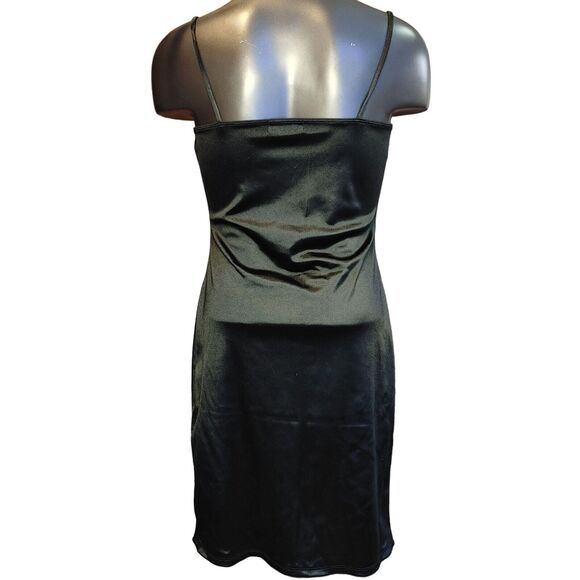 Popular 21 LG Sexy Slim Satin Black Dress Bodycon Mini Club Party Date Evening - Picture 2 of 3